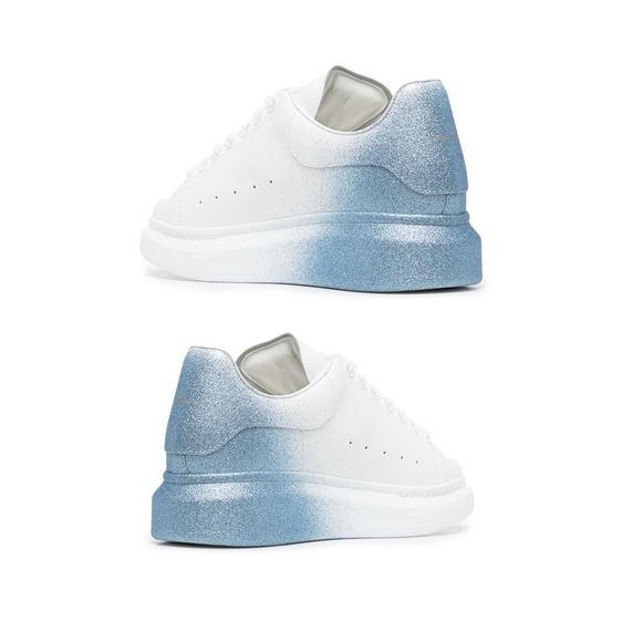 ALEXANDER McQueen Oversized Sneakers Ombre Blue Glitter Airbrush NEW size 38.5 - Picture 4 of 16